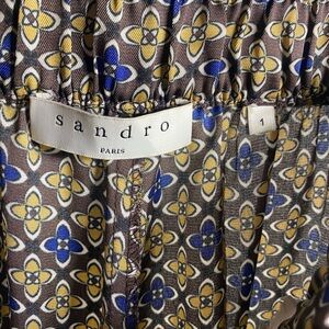 Sandro Dany Trouser Pants floral print dark Brown Floral-with Blue